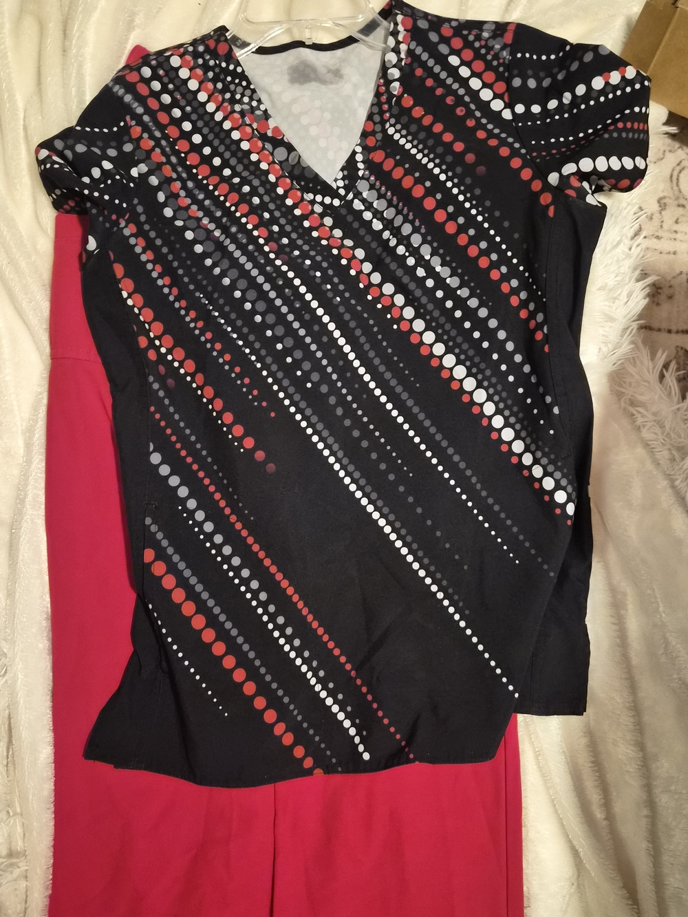 Red White Black Scrub Set Small Jockey Pants Medical Nurse CNA